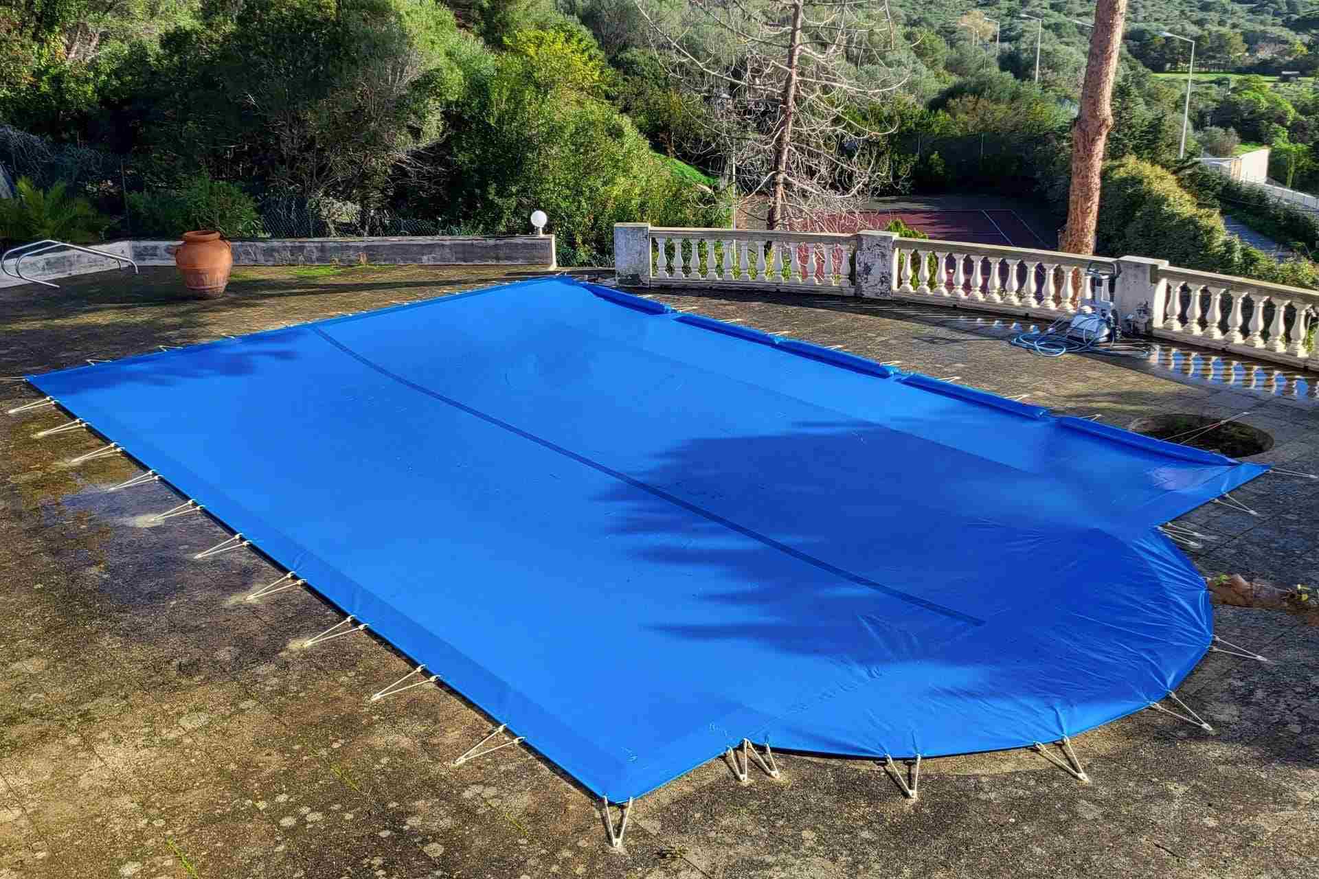Couverture de piscine d'hiver bleue, couvertures de sécurité robustes for  piscines creusées for terrasse extérieure, cour, terrasse, piscine de